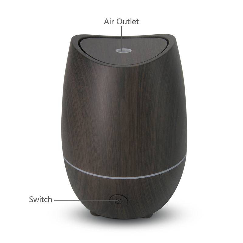 Aroma Diffuser Vase 350 ml with 7 colours led lights dark brown use with essential oil