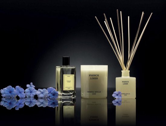 Giftset Mikado Geurstokjes Reed diffuser 100ml + Refill 200 ml French Linen