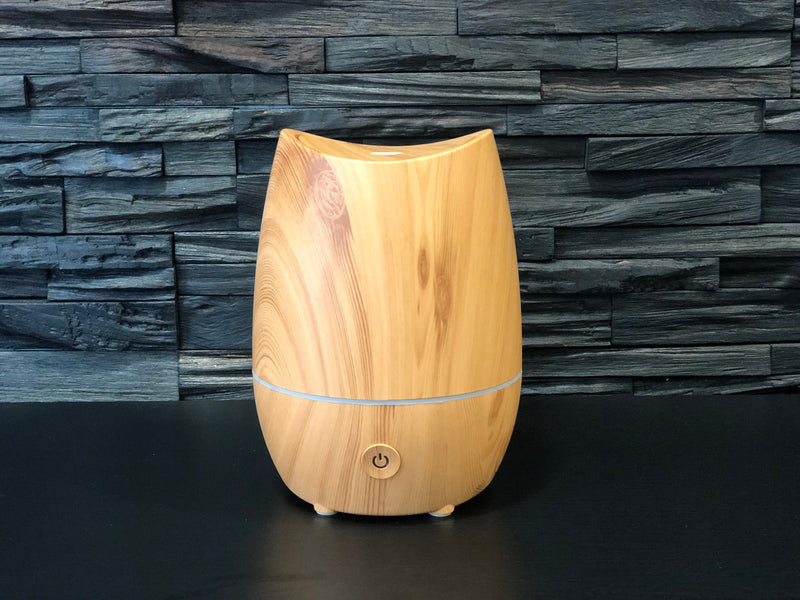 Aroma Diffuser Vase 350 ml with 7 colours led lights , light wood,  use with essential oil